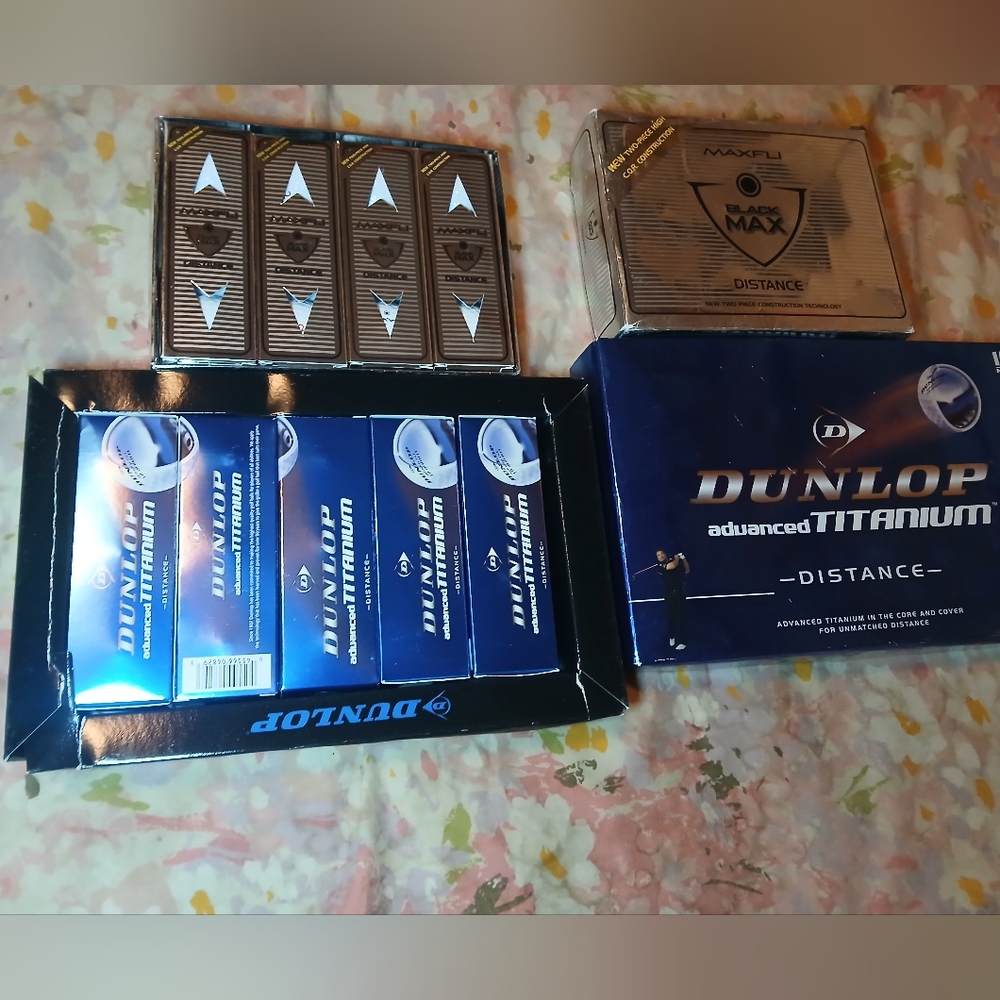 Dunlop & Maxfli Brand New Blue and Silver Boxes Of Golf Balls